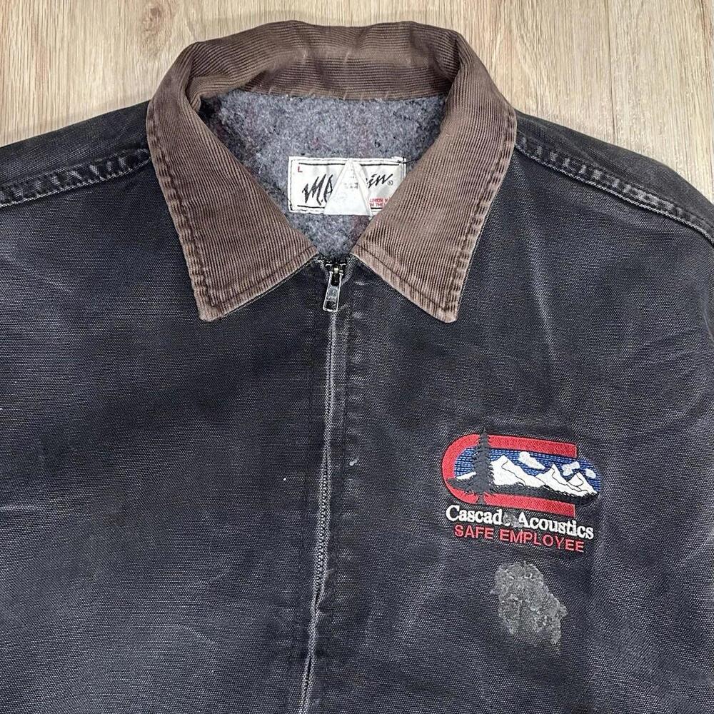 Vintage MA Klein Detroit Jacket Mens L Faded Black Full Zip Blanket Lined Duck - Picture 2 of 9